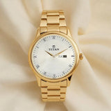Titan Silver Dial Day-Date Men’s Gold Watch