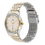 Titan Karishma Off White Dial Day-Date Steel Watch