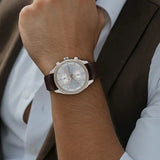 Titan Multifunction Silver Dial Leather Strap Watch