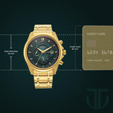 Titan Regalia Green Dial Gold Chronograph Watch 1830YM02