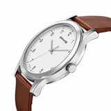 Sonata White Dial Brown Leather Strap Men's Watch NU7135SL03