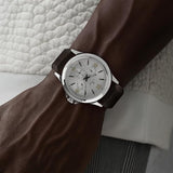Titan Silver Dial Leather Strap Watch 1698SL01