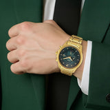 Titan Regalia Green Dial Gold Chronograph Watch 1830YM02