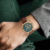 Titan Maritime Green Dial Leather Watch 1829QL01