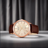 Titan Rose Gold Dial Leather Watch NT1825WL02