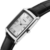 Sonata Silver Dial Black Leather Strap Men's Watch 77199SL01