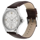 Titan Silver Dial Leather Strap Watch 1698SL01
