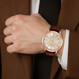 Titan Rose Gold Dial Leather Watch NT1825WL02