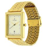 Titan Off-White Dial Gold Strap Watch 1715YM02