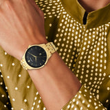 Titan Regalia Opulent Black Dial Men’s Gold Watch 90127YM02
