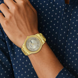 Titan Quartz Champagne Dial Watch for Men 1650YM09