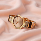 Titan Glitz Rose Gold Dial Women’s Watch NU95207WD01