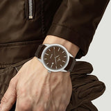 Titan Brown Dial Leather Strap Watch 1584SL04