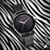 Fastrack Animal Print Black Dial Girls Watch NU6221NM02