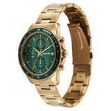 Sonata Green Dial Gold Strap Men's Watch 77187KM06