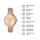 Timex Rose Gold Round Dial Women’s Watch TWEL155SMU06