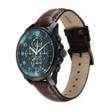 Titan Classic Chronograph Teal Green Dial Leather Watch 90169NL01