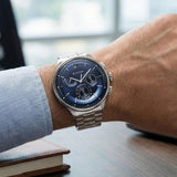 Titan Classique Half Cut Chronograph Blue Watch 90218SM02