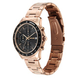 Sonata Black Dial Rose Gold Strap Men's Watch 77187KM05