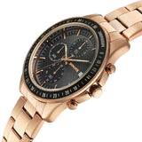 Sonata Black Dial Rose Gold Strap Men's Watch 77187KM05