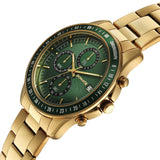 Sonata Green Dial Gold Strap Men's Watch 77187KM06