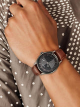 Titan Neo Economy Grey Dial Leather Watch 1802QL03