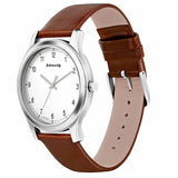 Sonata White Dial Brown Leather Strap Men's Watch NU7135SL03