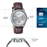 Sonata Silver Dial Brown Men's Watch 77163SL03