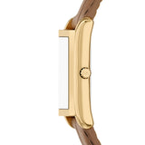 Michael Kors Essex Gold Dial Leather Strap Watch MK7584