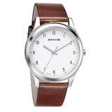 Sonata White Dial Brown Leather Strap Men's Watch NU7135SL03