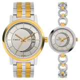 Timex Silver Dial Pair Watch TW00ZR317