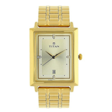 Titan Off-White Dial Gold Strap Watch 1715YM02