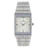 Titan Karishma White Dial Rectangular Steel Watch 9151SM01
