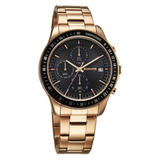 Sonata Black Dial Rose Gold Strap Men's Watch 77187KM05