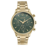 Sonata Green Dial Gold Strap Men's Watch NU77146YM02