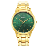 Titan Karishma Radiance Green Dial Men’s Gold Watch 1825YM07