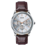 Sonata Silver Dial Brown Men's Watch 77163SL03