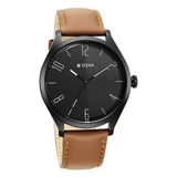 Titan Black Dial Leather Strap Watch 1865NL01