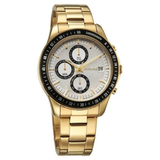 Sonata Silver Dial Gold Strap Men's Watch 77187KM03