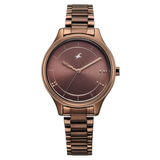 Fastrack Stunners Brown Dial Brown Metal Girls Watch 6296QM01