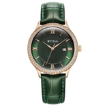 Titan Bright Leathers Green Dial Women’s Watch NT95247WL02