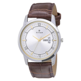 Titan Karishma Silver Dial Men’s Leather Watch 1774SL01