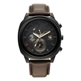 Fastrack Kronos Black Dial Chronograph Leather Watch 3335NL01