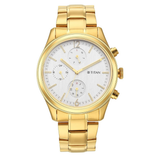 Titan Black & Gold Silver Dial Day-Date Watch 1805YM01
