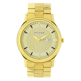 Titan Golden Dial Day-Date Men’s Watch NU1650YM04