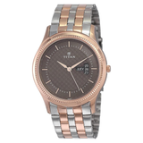 Titan Brown Dial Day-Date Steel Watch 1824KM01