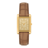 Michael Kors Essex Gold Dial Leather Strap Watch MK7584