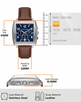 Michael Kors Rhys Blue Dial Leather Strap Watch MK9231 Men