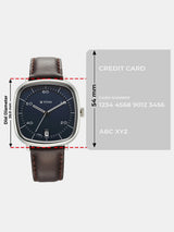 Titan Neo Curve Blue Dial Brown Leather Watch for Men NS1885SL03