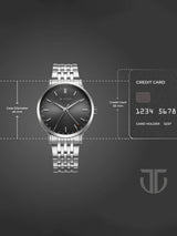 Titan Elegance Dark Grey Dial Steel Watch 90202SM01